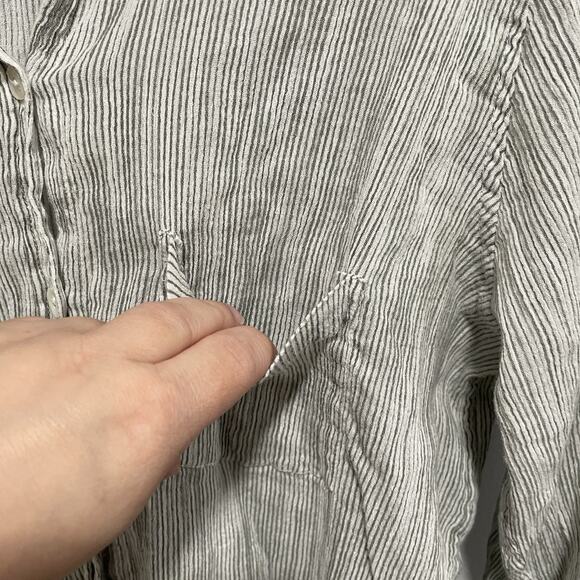 Roberta Roller Rabbit Minimalist Button Front Shirt XL Stripe Beachy Lightweight - Picture 6 of 8